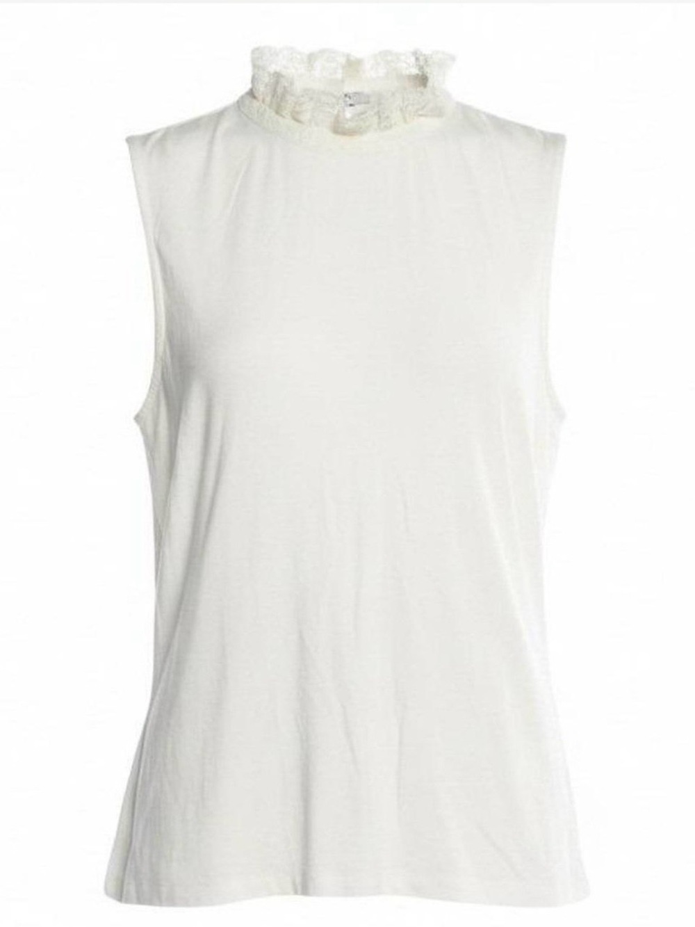 ME+EM White Sleeveless Ruffle Mock Neck Camisole